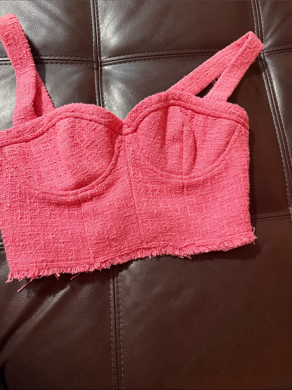 Zara Pink Textured Bustier Crop Top